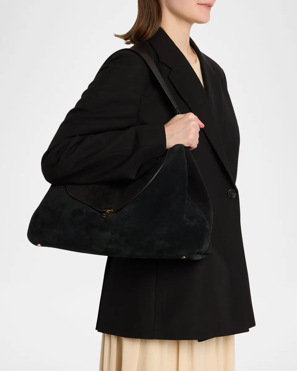 Toteme T-Lock Suede Shoulder Bag | Thumbnail 16 Toteme T-Lock Suede Shoulder Bag | Thumbnail 16