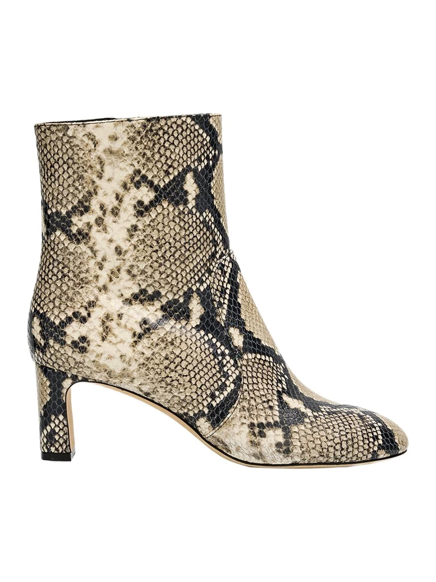 Stuart Weitzman Babette Snake-Printed Leather Booties
