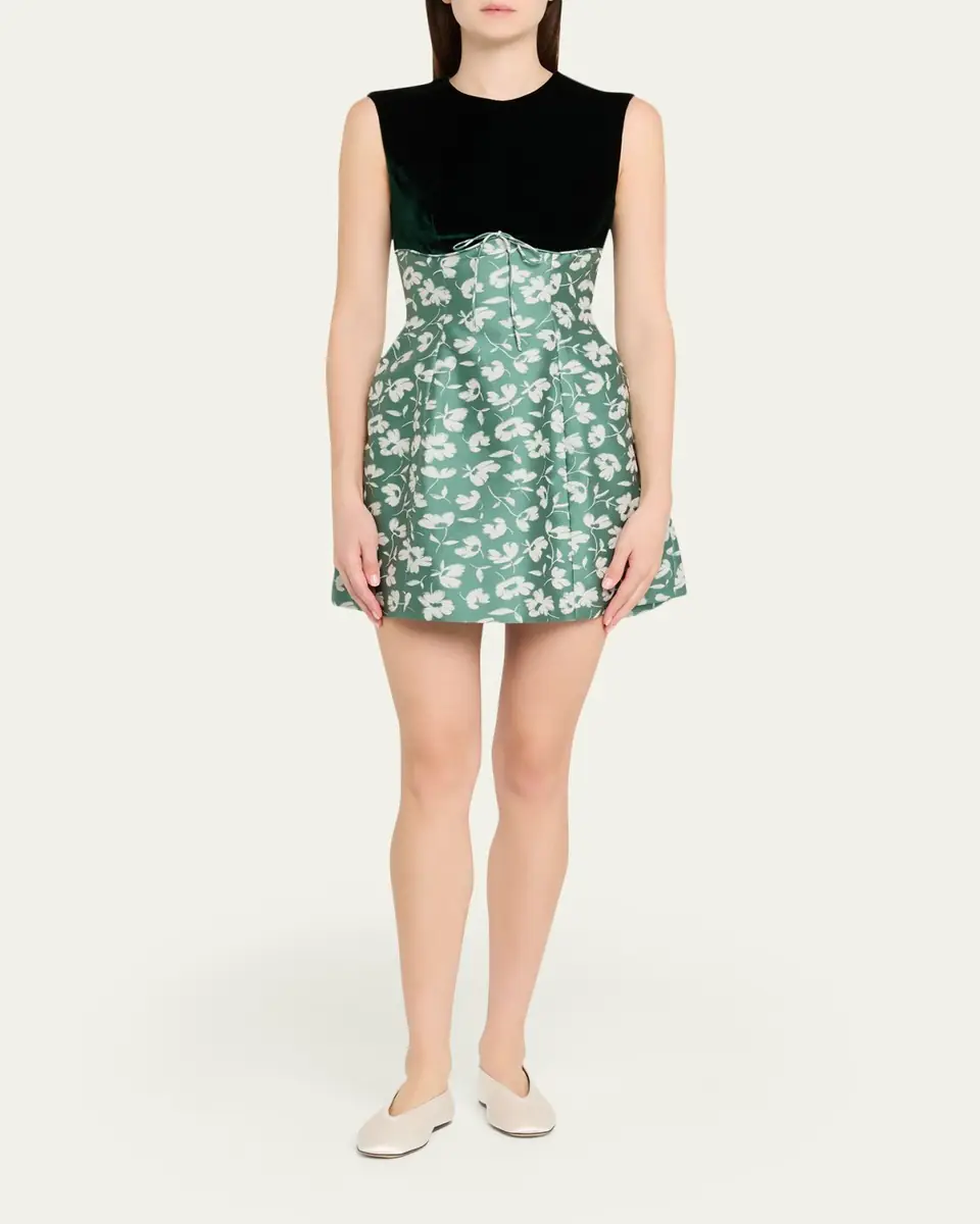 Markarian Jolie Velvet Empire-Waist Floral Brocade Mini Dress | Thumbnail 2 Markarian Jolie Velvet Empire-Waist Floral Brocade Mini Dress | Thumbnail 2