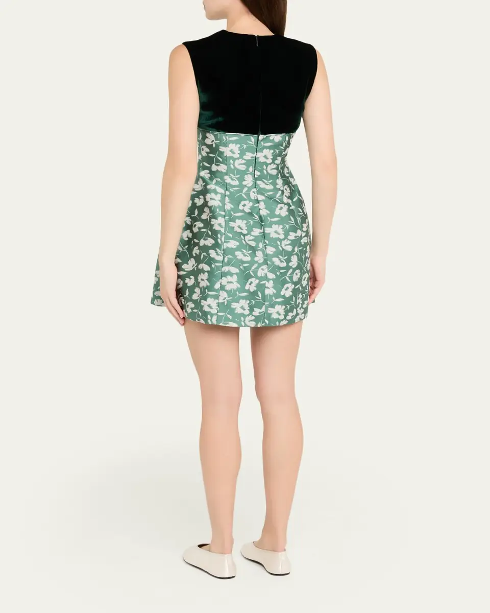 Markarian Jolie Velvet Empire-Waist Floral Brocade Mini Dress | Thumbnail 3 Markarian Jolie Velvet Empire-Waist Floral Brocade Mini Dress | Thumbnail 3