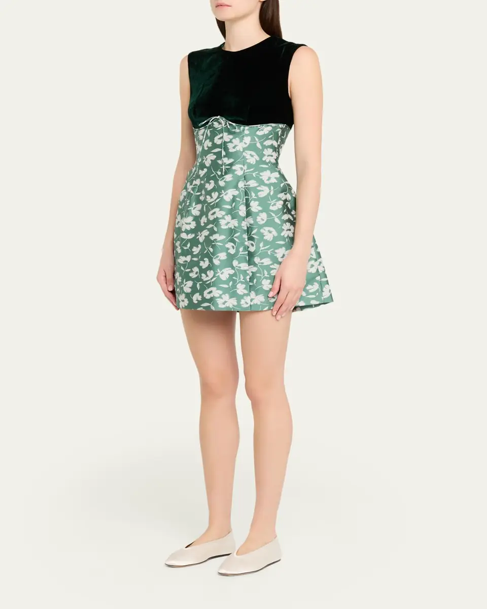 Markarian Jolie Velvet Empire-Waist Floral Brocade Mini Dress | Thumbnail 4 Markarian Jolie Velvet Empire-Waist Floral Brocade Mini Dress | Thumbnail 4