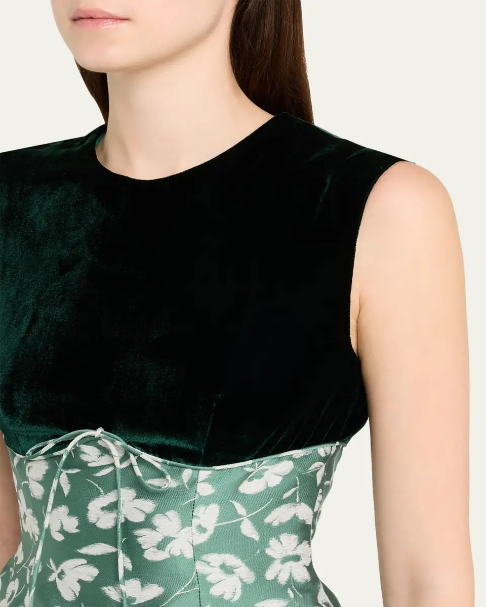 Markarian Jolie Velvet Empire-Waist Floral Brocade Mini Dress | Thumbnail 5 Markarian Jolie Velvet Empire-Waist Floral Brocade Mini Dress | Thumbnail 5