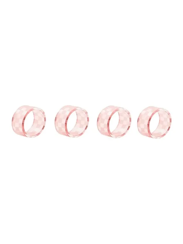 MacKenzie-Childs Pink Check Napkin Rings, Set of 4