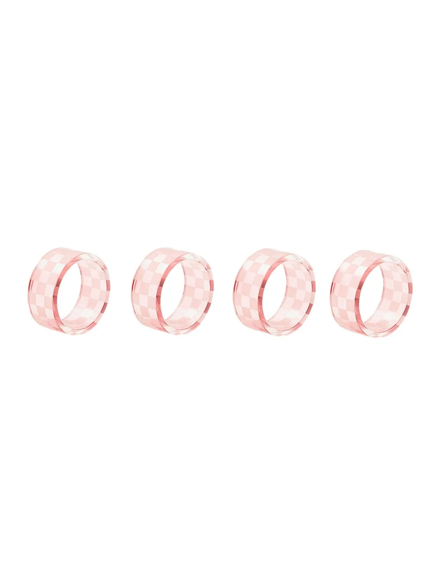 MacKenzie-Childs Pink Check Napkin Rings, Set of 4