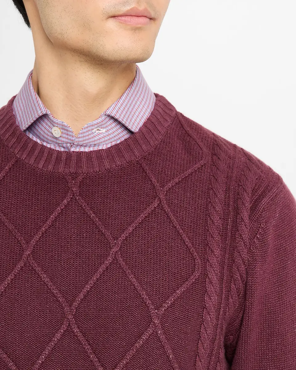 Kiton Men's Cashmere Diamond Cable Crewneck Sweater | Thumbnail 4 Kiton Men's Cashmere Diamond Cable Crewneck Sweater | Thumbnail 4