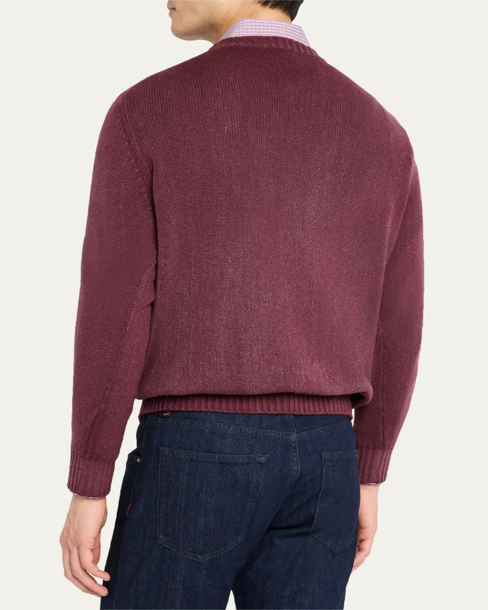 Kiton Men's Cashmere Diamond Cable Crewneck Sweater | Thumbnail 7 Kiton Men's Cashmere Diamond Cable Crewneck Sweater | Thumbnail 7