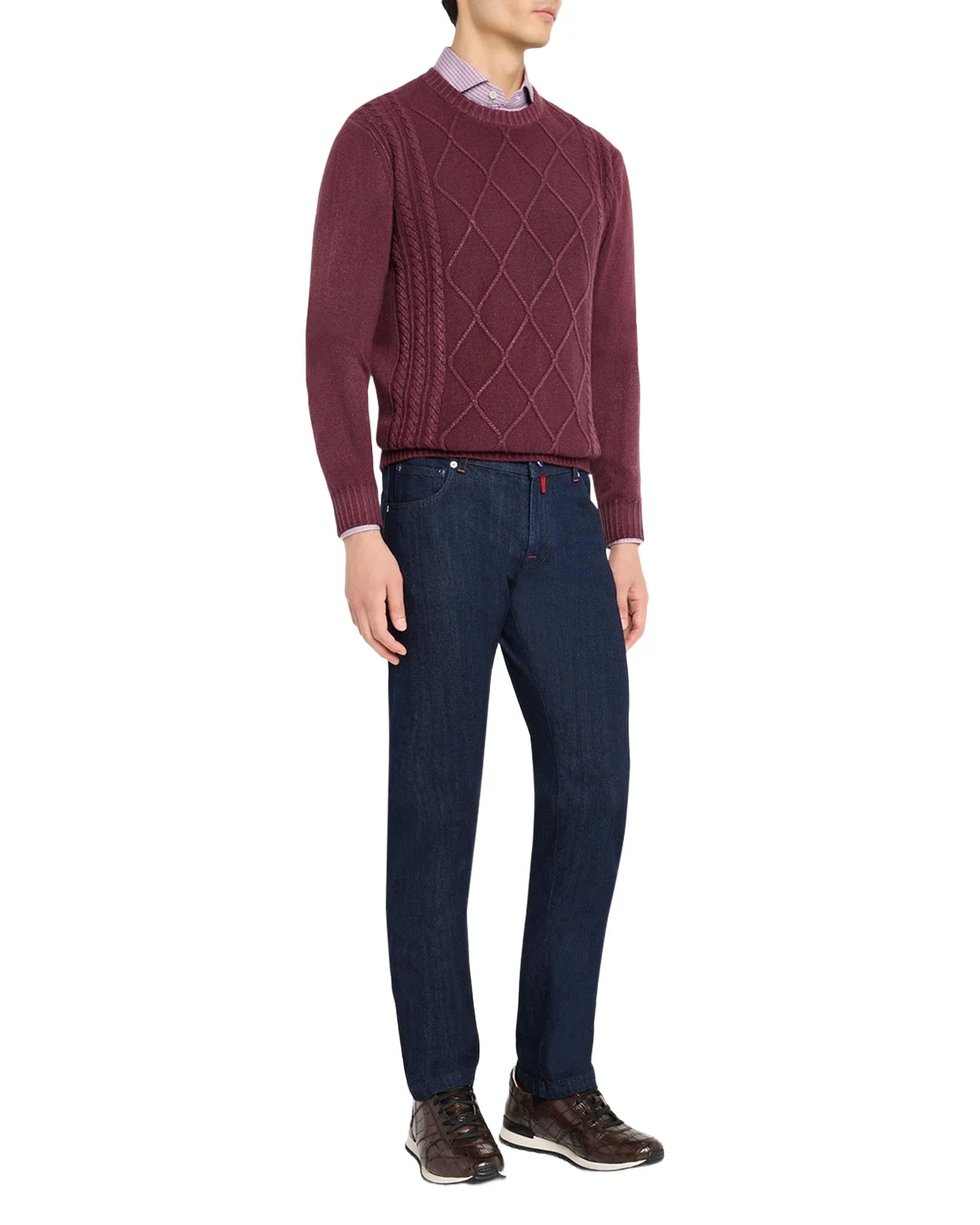 Men's Cashmere Diamond Cable Crewneck Sweater Men's Cashmere Diamond Cable Crewneck Sweater