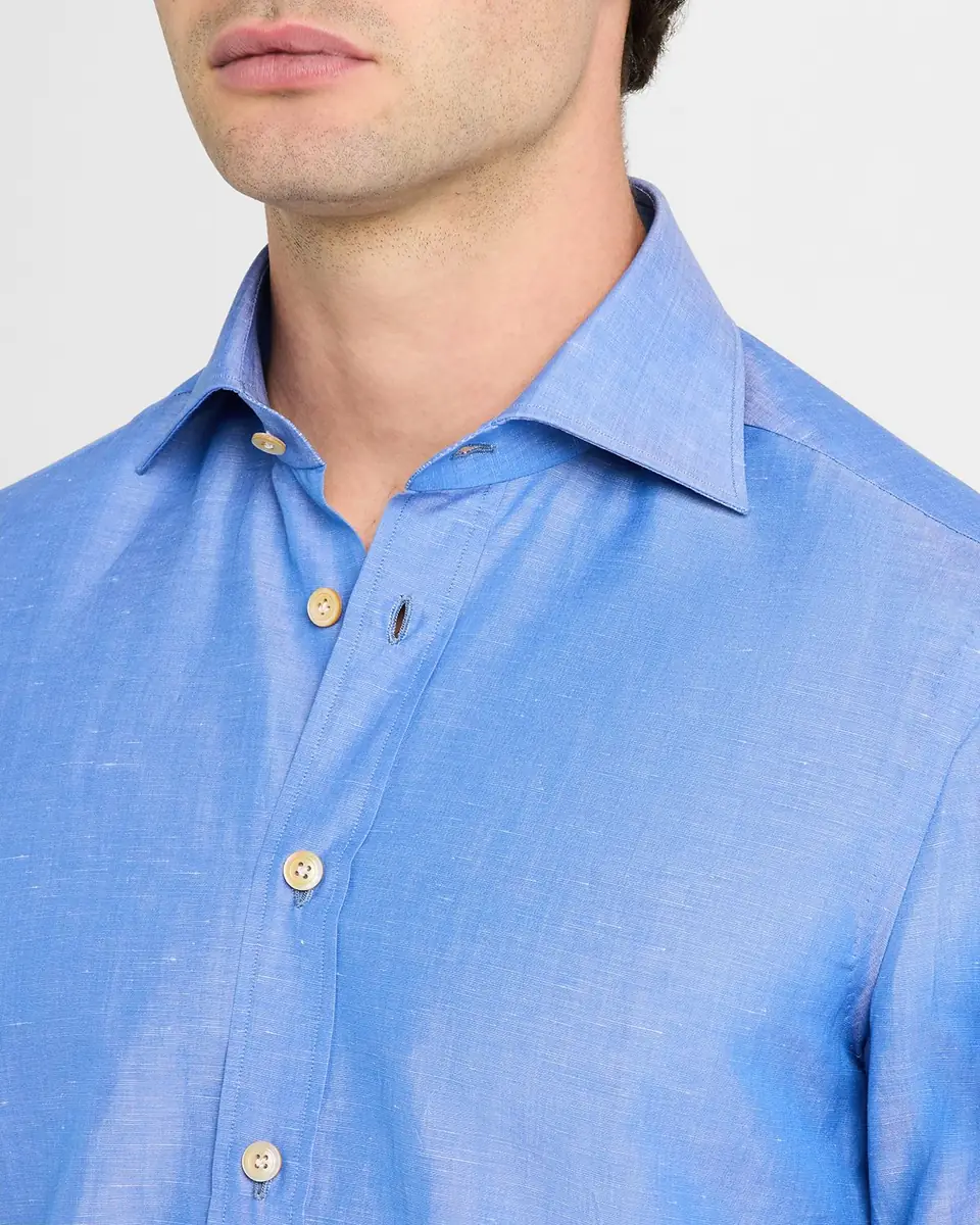 Kiton Men's Heathered Cotton Dress Shirt | Thumbnail 4