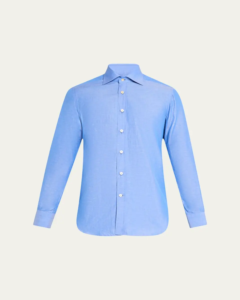 Kiton Men's Heathered Cotton Dress Shirt | Thumbnail 5