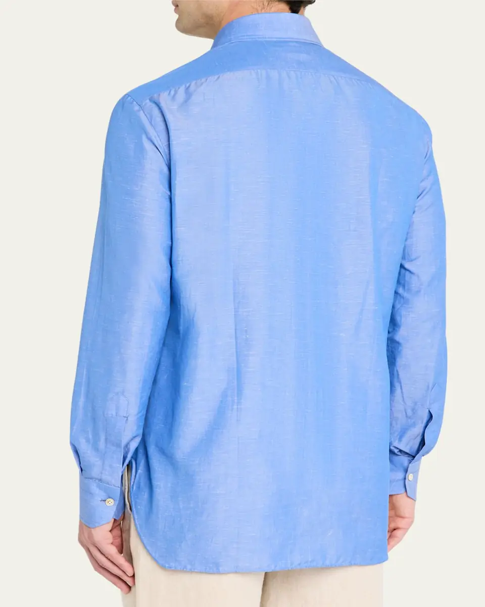 Kiton Men's Heathered Cotton Dress Shirt | Thumbnail 7