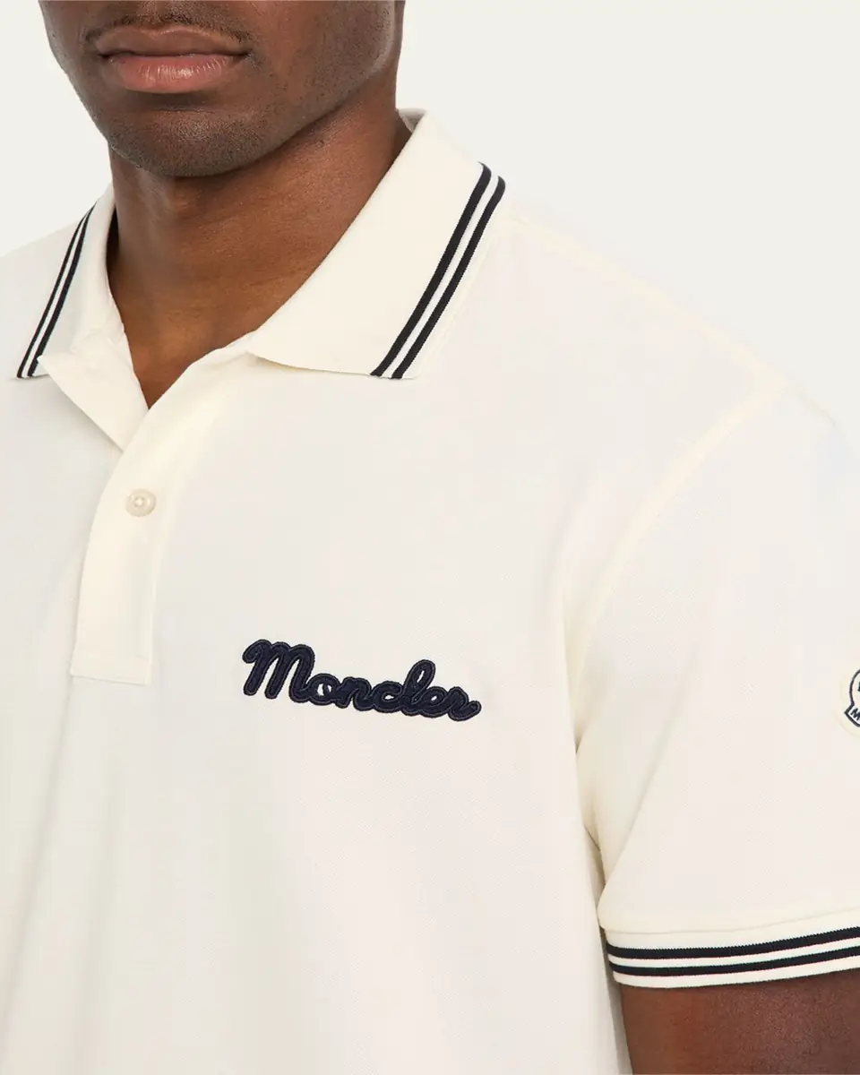 Moncler Men's Logo Script Short Sleeve Polo | Thumbnail 5 Moncler Men's Logo Script Short Sleeve Polo | Thumbnail 5