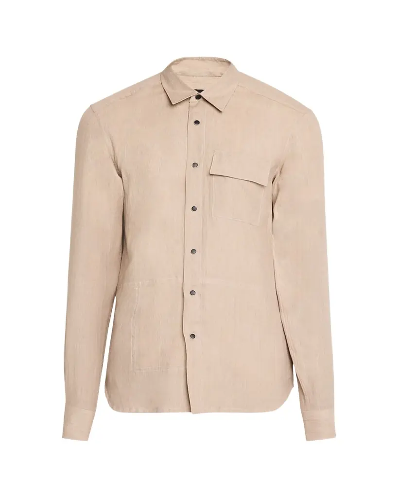 Kiton Men's Linen Snap-Front Overshirt | Image 1 Kiton Men's Linen Snap-Front Overshirt | Image 1