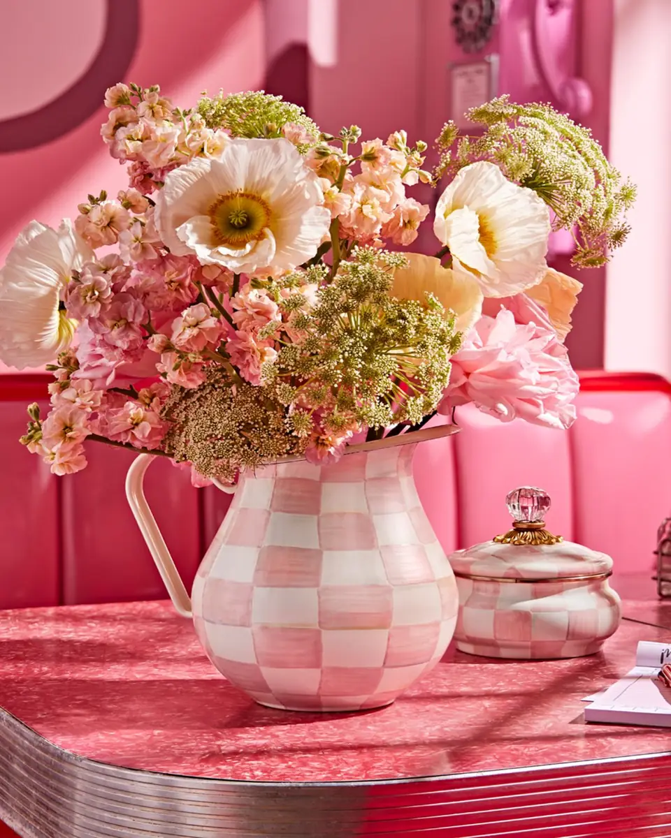 MacKenzie-Childs Rosy Check Enamel Squashed Pot | Thumbnail 2
