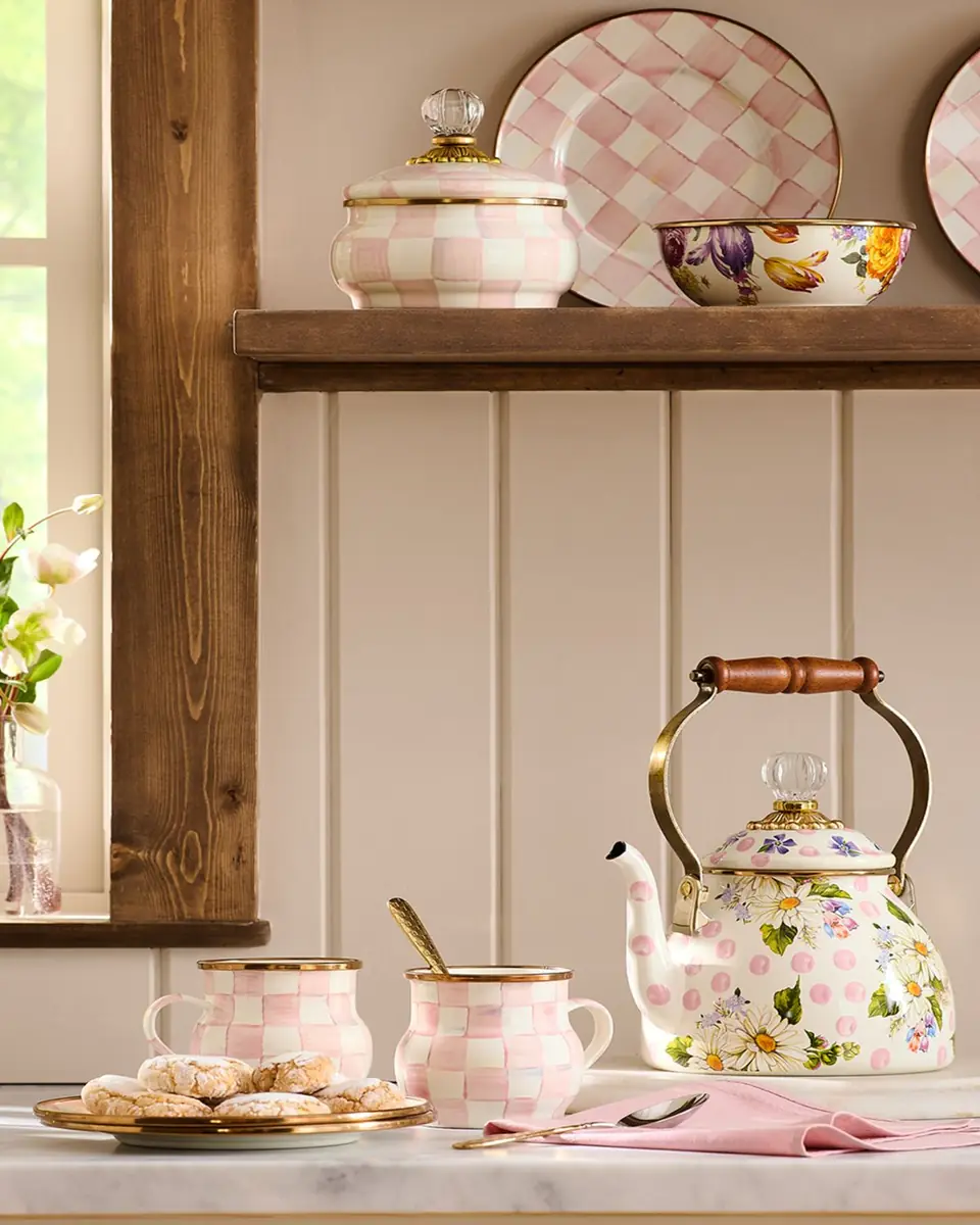 MacKenzie-Childs Rosy Check Enamel Squashed Pot | Thumbnail 3