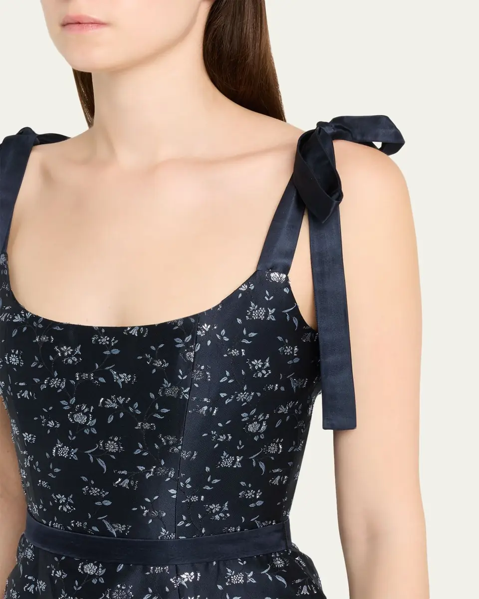 Markarian Acacia Floral Jacquard Bow-Shoulder Midi Dress | Thumbnail 5 Markarian Acacia Floral Jacquard Bow-Shoulder Midi Dress | Thumbnail 5
