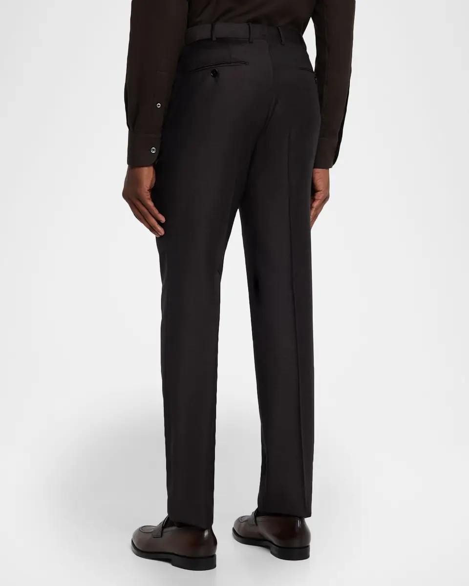 Zegna Men's Trofeo Wool Slim Flat-Front Trousers | Thumbnail 2 Zegna Men's Trofeo Wool Slim Flat-Front Trousers | Thumbnail 2