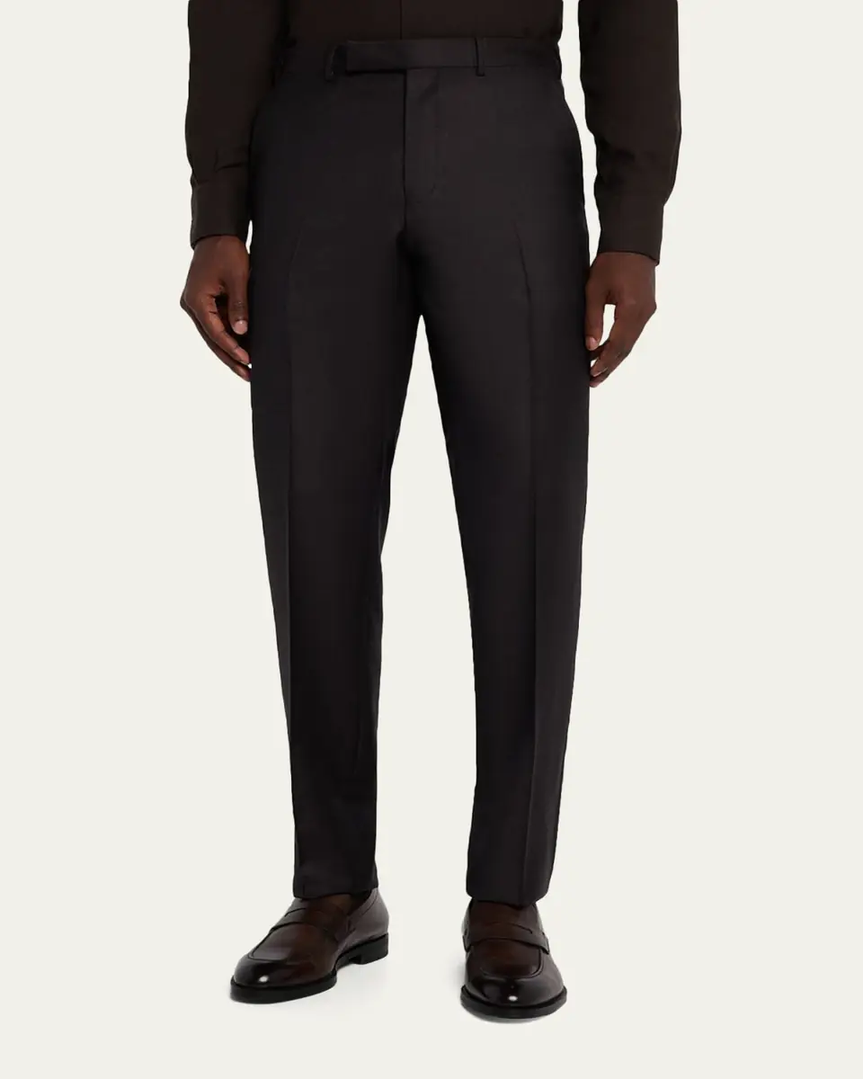 Zegna Men's Trofeo Wool Slim Flat-Front Trousers | Thumbnail 8 Zegna Men's Trofeo Wool Slim Flat-Front Trousers | Thumbnail 8