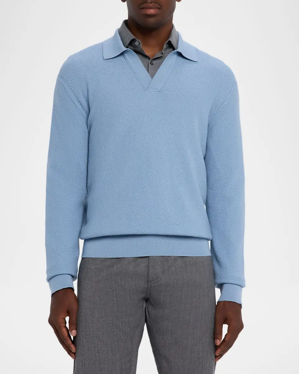 Zegna Men's Oasi Cashmere Johnny Collar Polo Sweater | Thumbnail 3 Zegna Men's Oasi Cashmere Johnny Collar Polo Sweater | Thumbnail 3