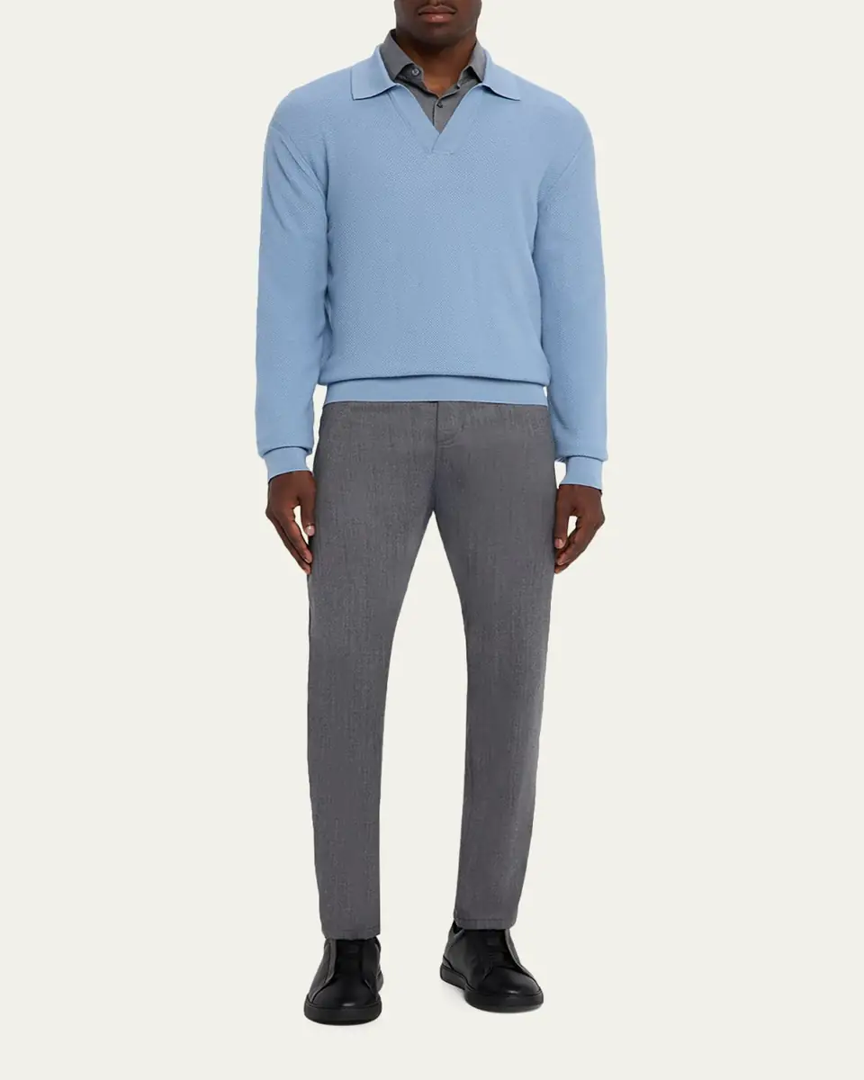 Zegna Men's Oasi Cashmere Johnny Collar Polo Sweater | Thumbnail 6 Zegna Men's Oasi Cashmere Johnny Collar Polo Sweater | Thumbnail 6