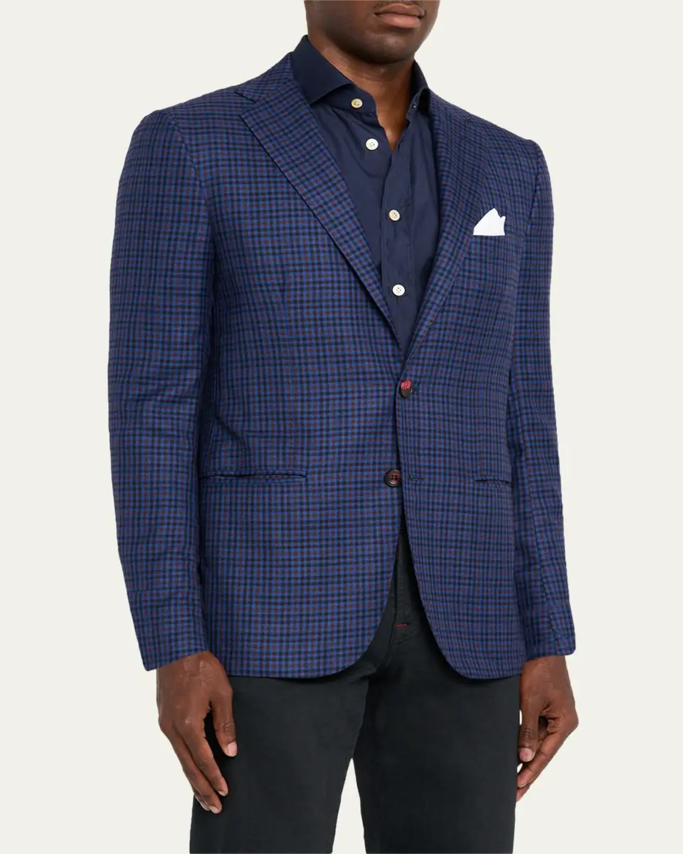Kiton Men's Soft Cashmere Multi-Check Sport Coat | Thumbnail 4 Kiton Men's Soft Cashmere Multi-Check Sport Coat | Thumbnail 4