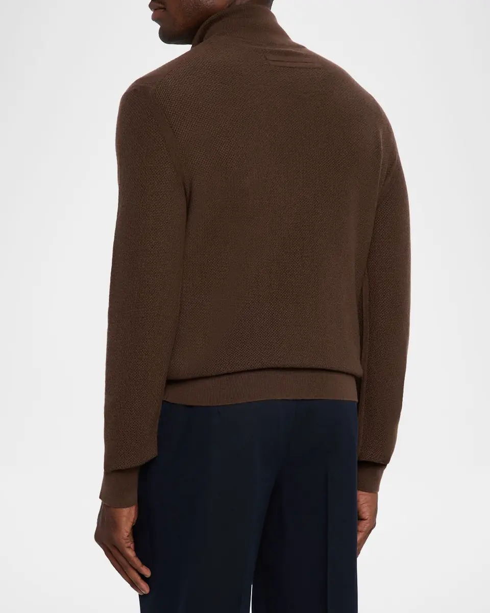 Zegna Men's Cashmere Waffle-Knit Quarter-Zip Sweater | Thumbnail 2 Zegna Men's Cashmere Waffle-Knit Quarter-Zip Sweater | Thumbnail 2