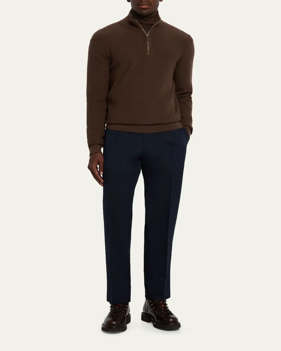 Zegna Men's Cashmere Waffle-Knit Quarter-Zip Sweater | Thumbnail 7 Zegna Men's Cashmere Waffle-Knit Quarter-Zip Sweater | Thumbnail 7