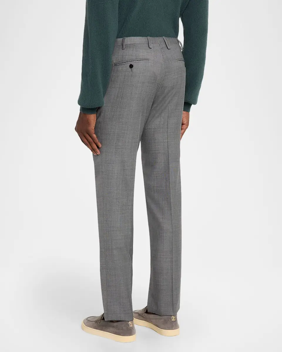 Kiton Men's Wool Twill Flat-Front Trousers | Thumbnail 2 Kiton Men's Wool Twill Flat-Front Trousers | Thumbnail 2