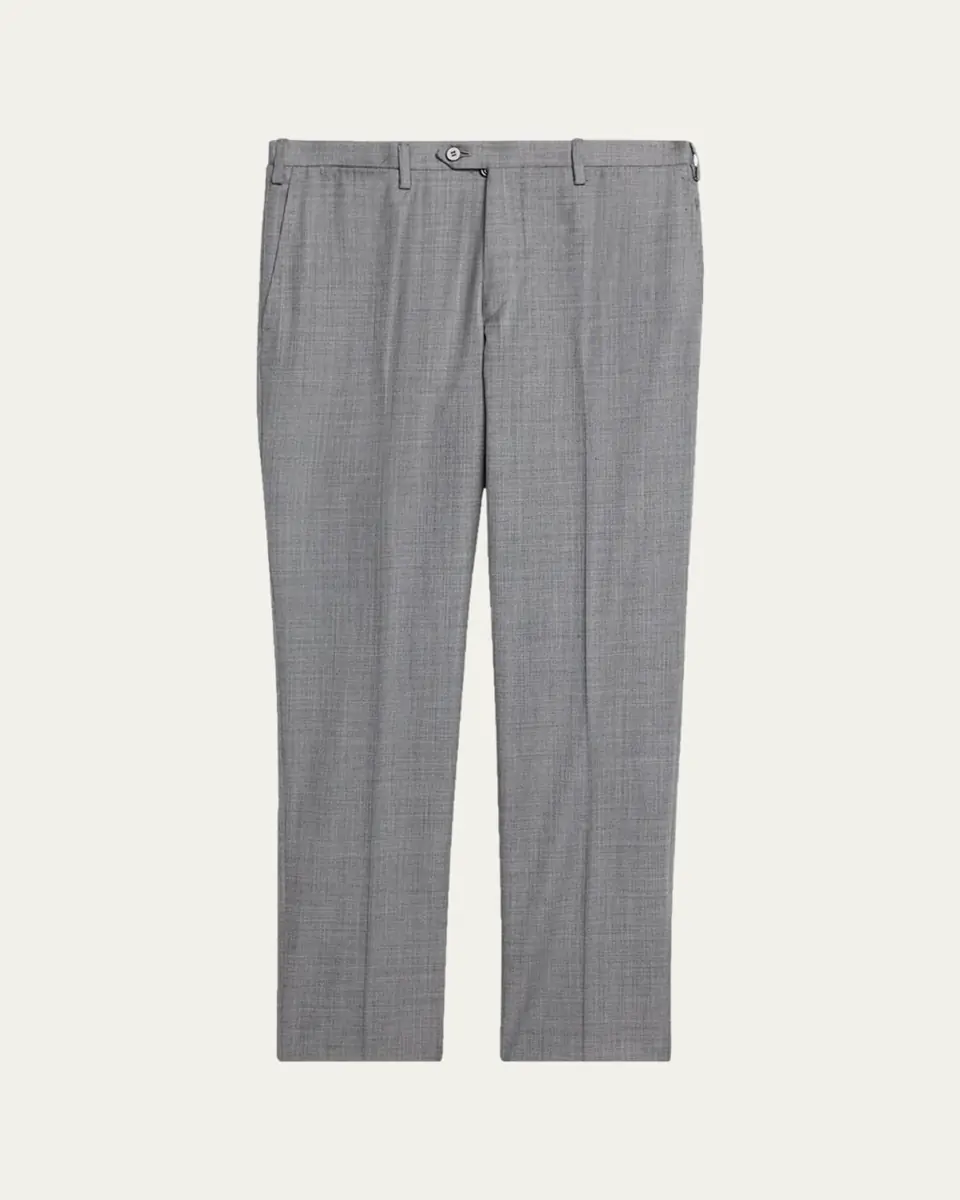 Kiton Men's Wool Twill Flat-Front Trousers | Thumbnail 5 Kiton Men's Wool Twill Flat-Front Trousers | Thumbnail 5