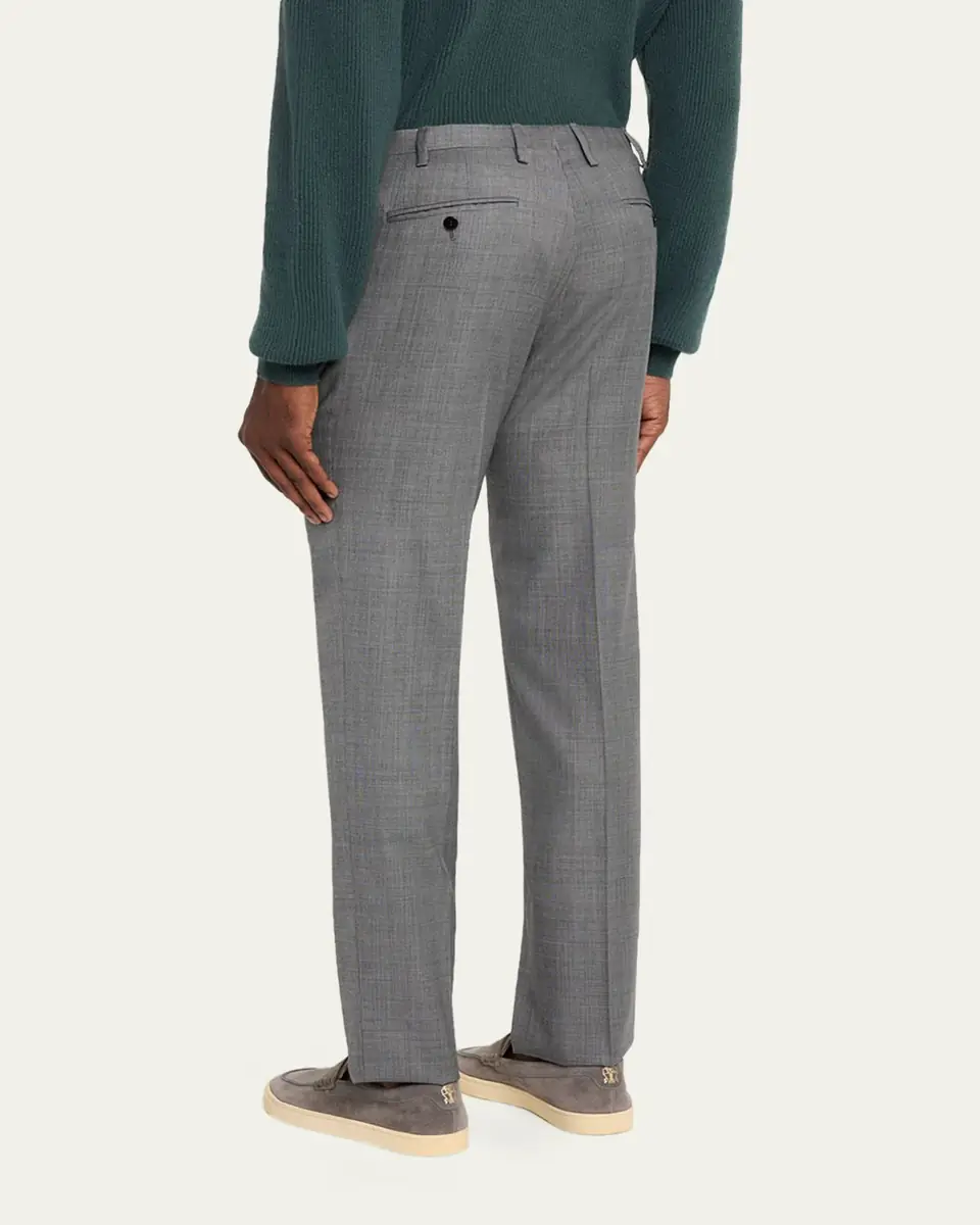 Kiton Men's Wool Twill Flat-Front Trousers | Thumbnail 7 Kiton Men's Wool Twill Flat-Front Trousers | Thumbnail 7