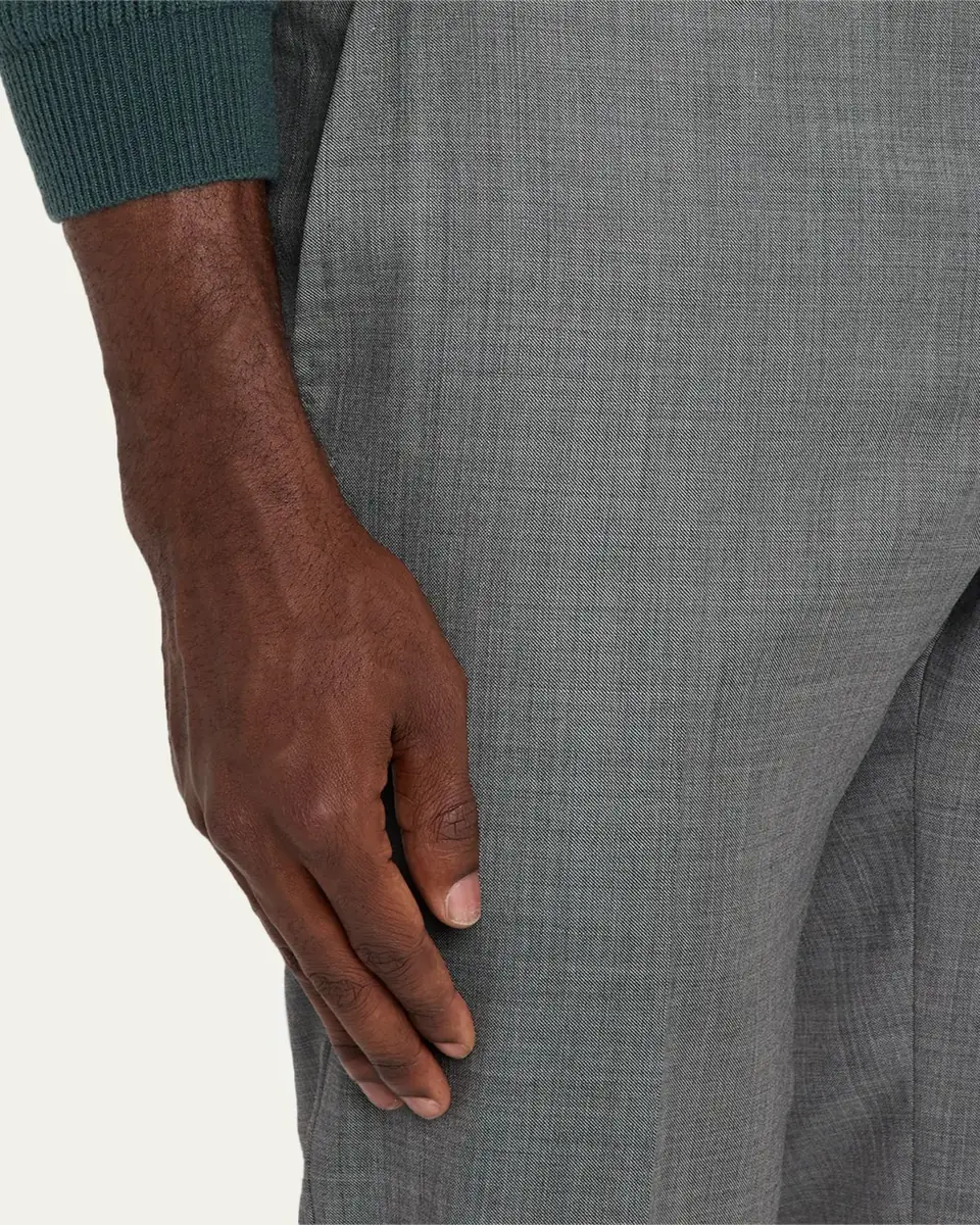 Kiton Men's Wool Twill Flat-Front Trousers | Thumbnail 9 Kiton Men's Wool Twill Flat-Front Trousers | Thumbnail 9