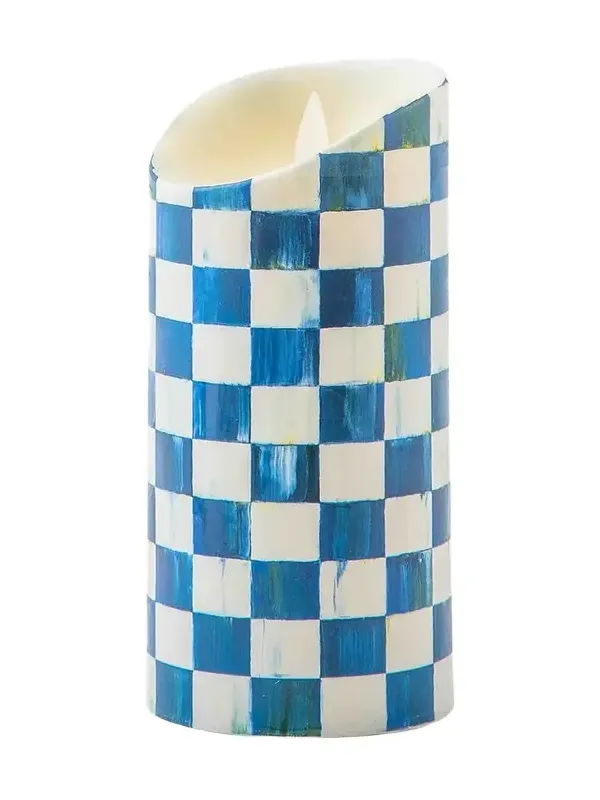 MacKenzie-Childs Royal Check Flickering Pillar Candle, 7"