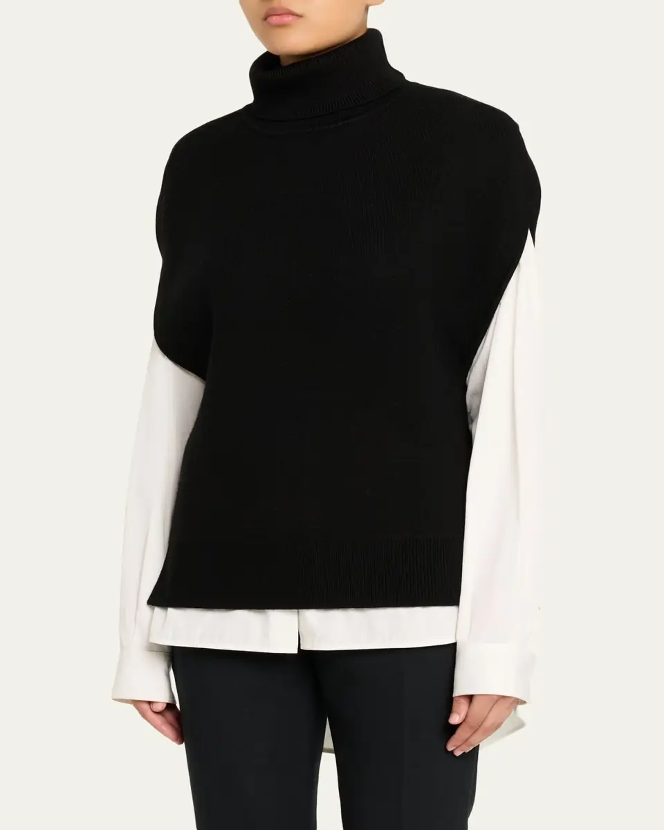 TOTEME Double-Knitted Turtleneck Cape | Thumbnail 4 TOTEME Double-Knitted Turtleneck Cape | Thumbnail 4