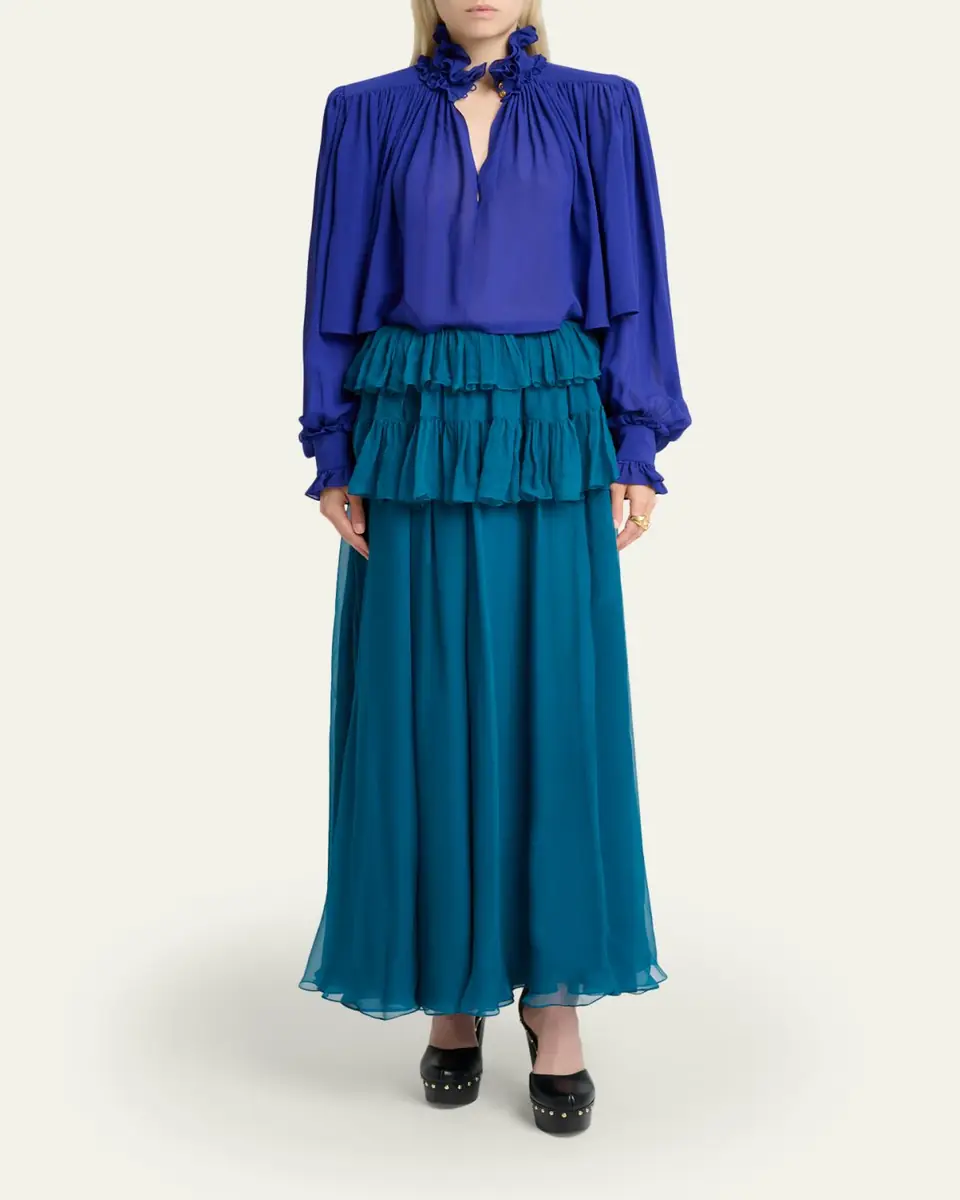 Chloé Tiered Ruffle Organic Silk Mousseline Maxi Skirt | Thumbnail 2 Chloé Tiered Ruffle Organic Silk Mousseline Maxi Skirt | Thumbnail 2