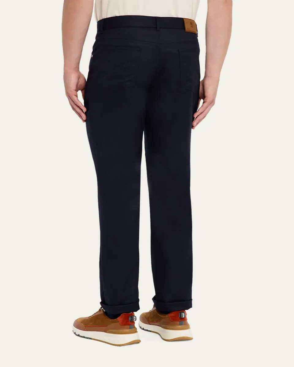 Brunello Cucinelli Men's Wool Flannel Five-Pocket Pants | Thumbnail 3 Brunello Cucinelli Men's Wool Flannel Five-Pocket Pants | Thumbnail 3