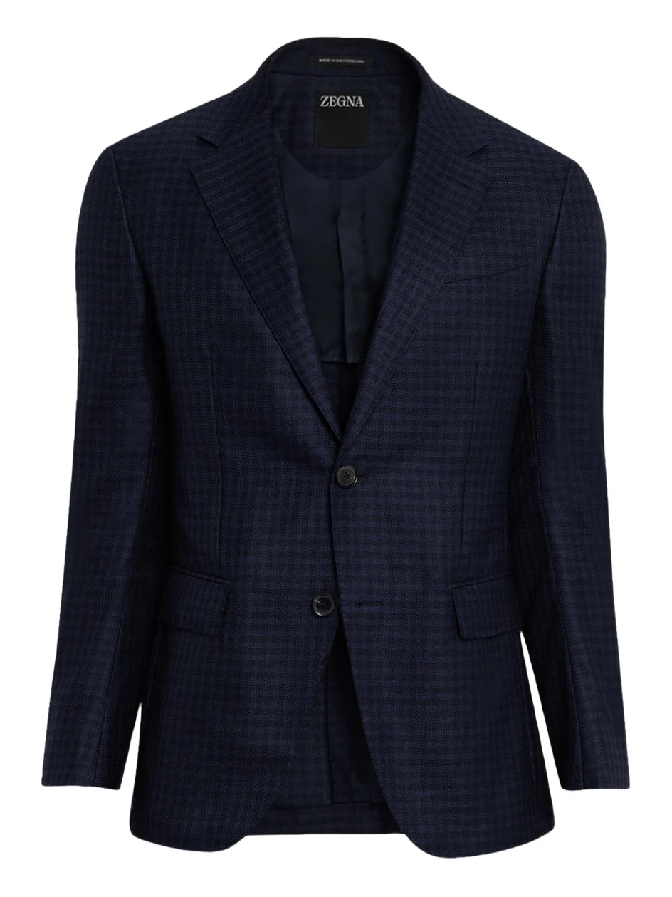 Men's Cashmere and Silk Tonal Check Sport Coat