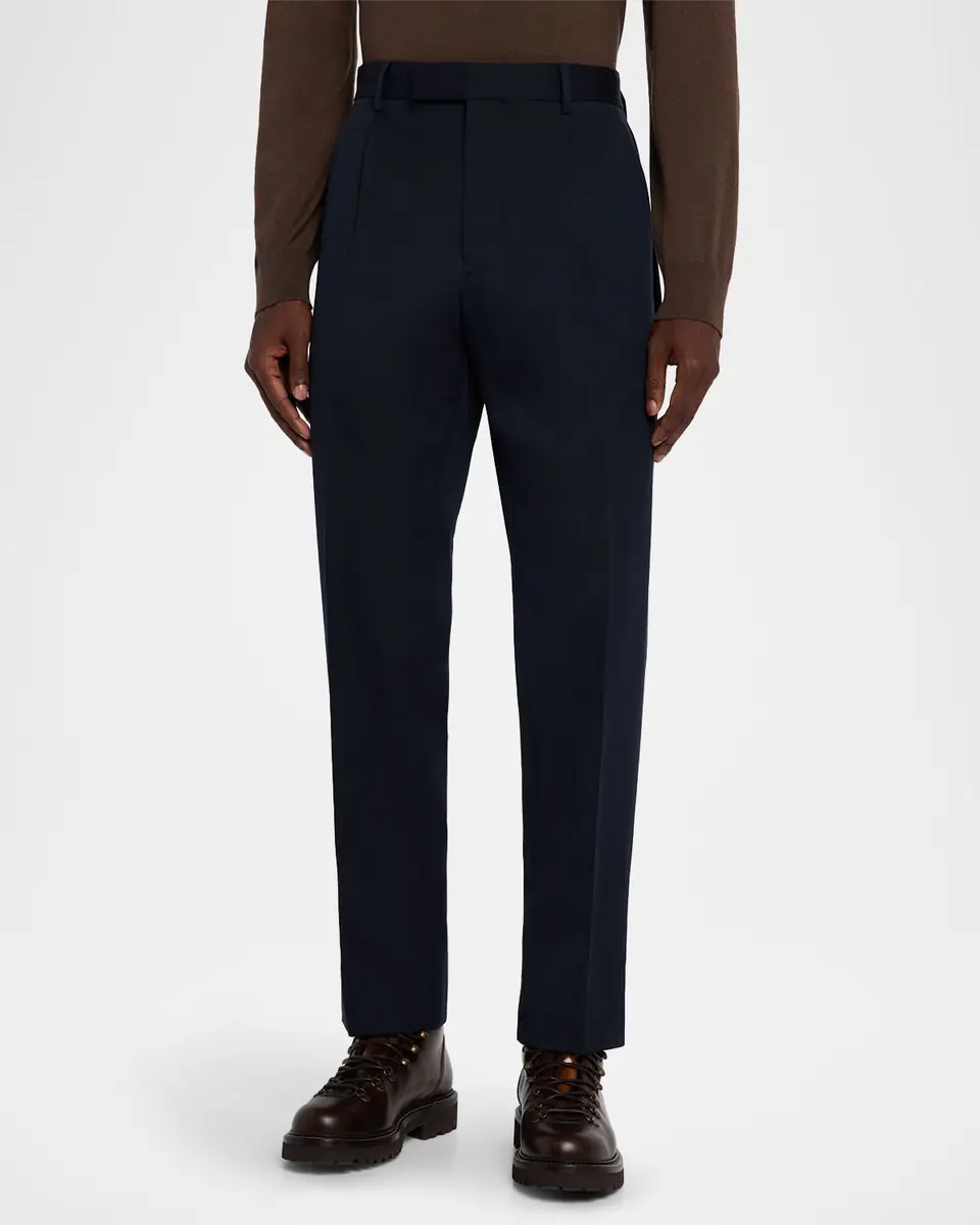 ZEGNA Men's Cotton and Wool Single-Pleated Pants | Thumbnail 3