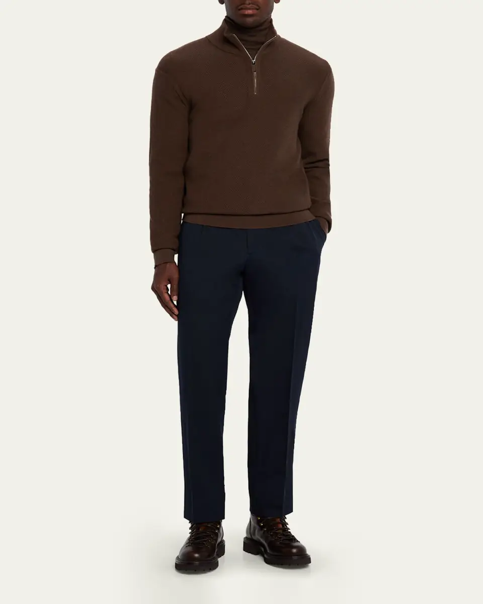 ZEGNA Men's Cotton and Wool Single-Pleated Pants | Thumbnail 7