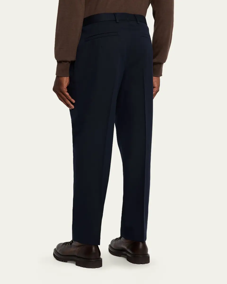 ZEGNA Men's Cotton and Wool Single-Pleated Pants | Thumbnail 8