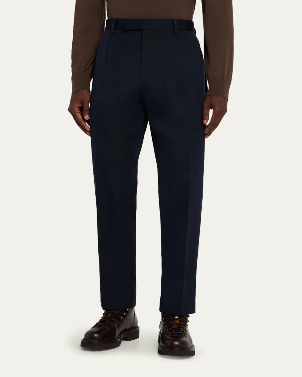 ZEGNA Men's Cotton and Wool Single-Pleated Pants | Thumbnail 9