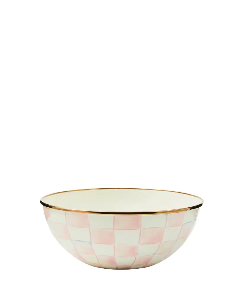 MacKenzie-Childs Rosy Check Enamel Everyday Bowl, Small | Image 1 MacKenzie-Childs Rosy Check Enamel Everyday Bowl, Small | Image 1
