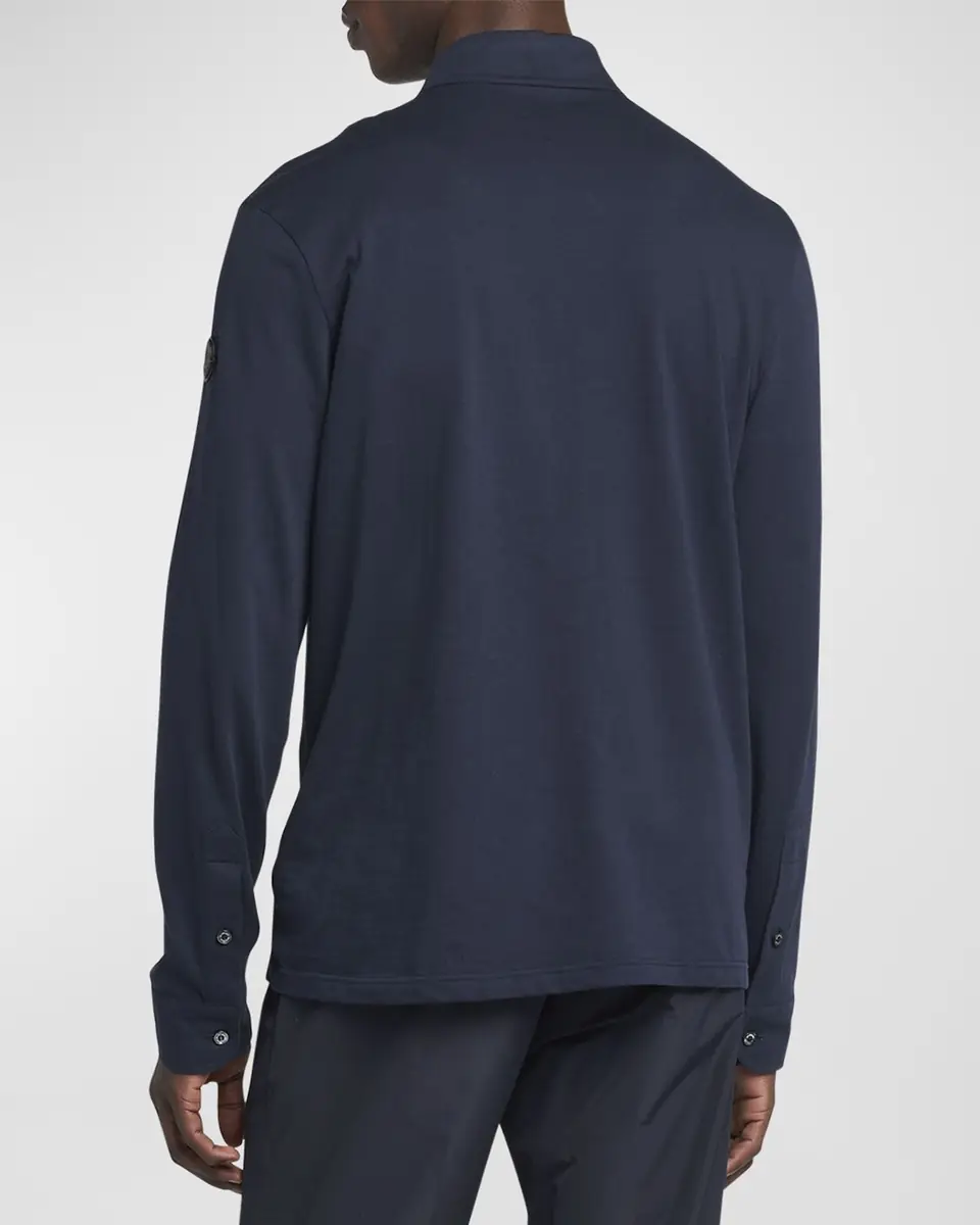 Moncler Men's Cashmere Long-Sleeve Polo Shirt | Thumbnail 2