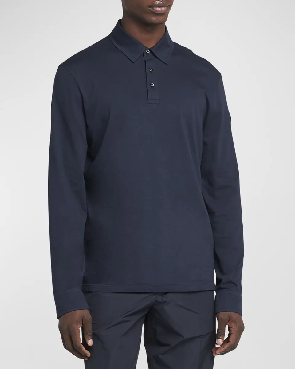 Moncler Men's Cashmere Long-Sleeve Polo Shirt | Thumbnail 3