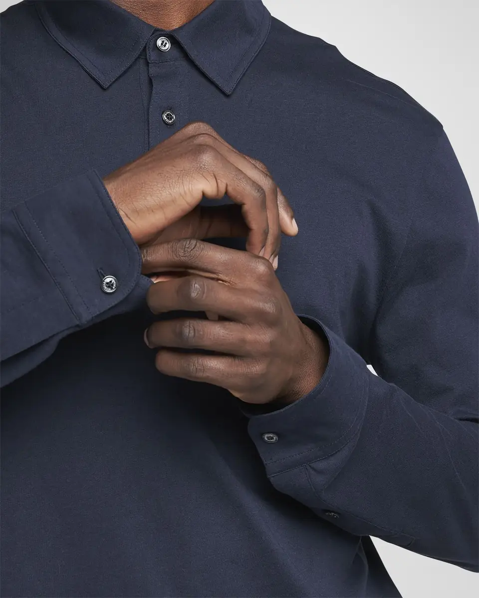 Moncler Men's Cashmere Long-Sleeve Polo Shirt | Thumbnail 4