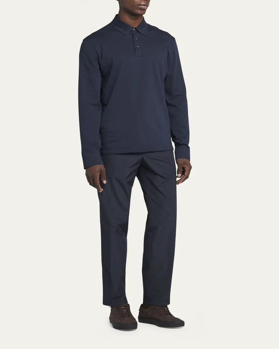 Moncler Men's Cashmere Long-Sleeve Polo Shirt | Thumbnail 7