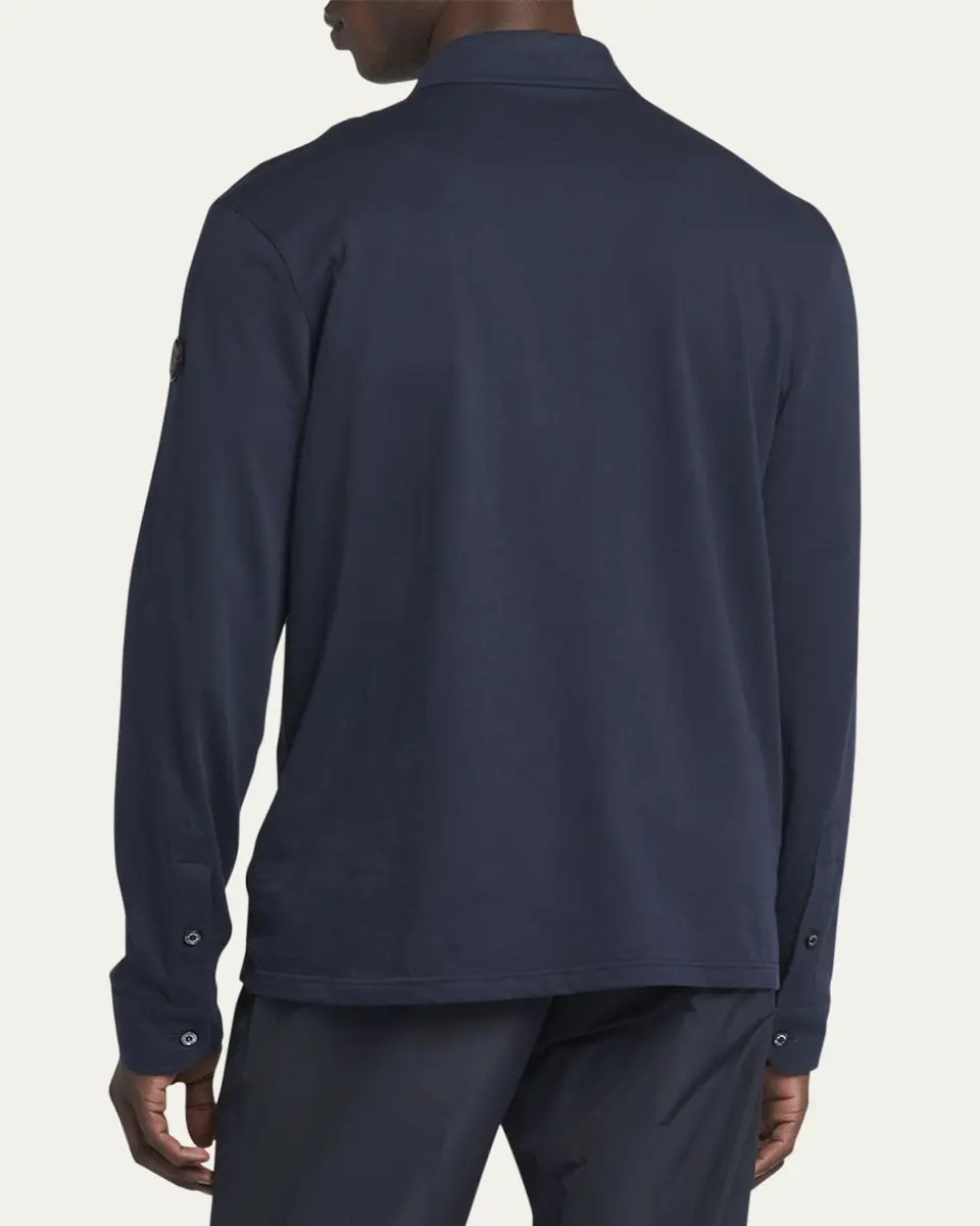 Moncler Men's Cashmere Long-Sleeve Polo Shirt | Thumbnail 8