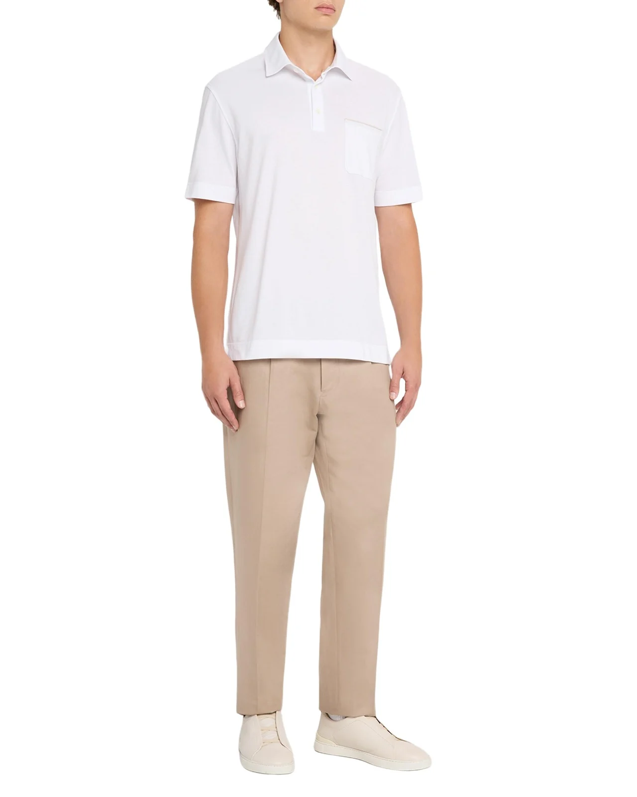 Men's Cotton Polo Shirt with Leather-Trim Pocket Men's Cotton Polo Shirt with Leather-Trim Pocket