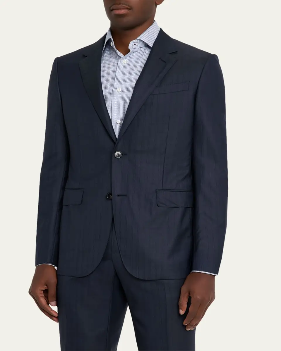 ZEGNA Men's Tonal Stripe Wool Two-Piece Suit | Thumbnail 13