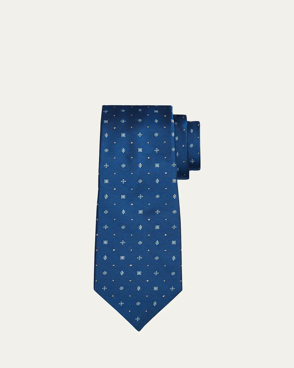 Kiton Men's Silk Micro-Floral Seven-Fold Tie | Thumbnail 2 Kiton Men's Silk Micro-Floral Seven-Fold Tie | Thumbnail 2