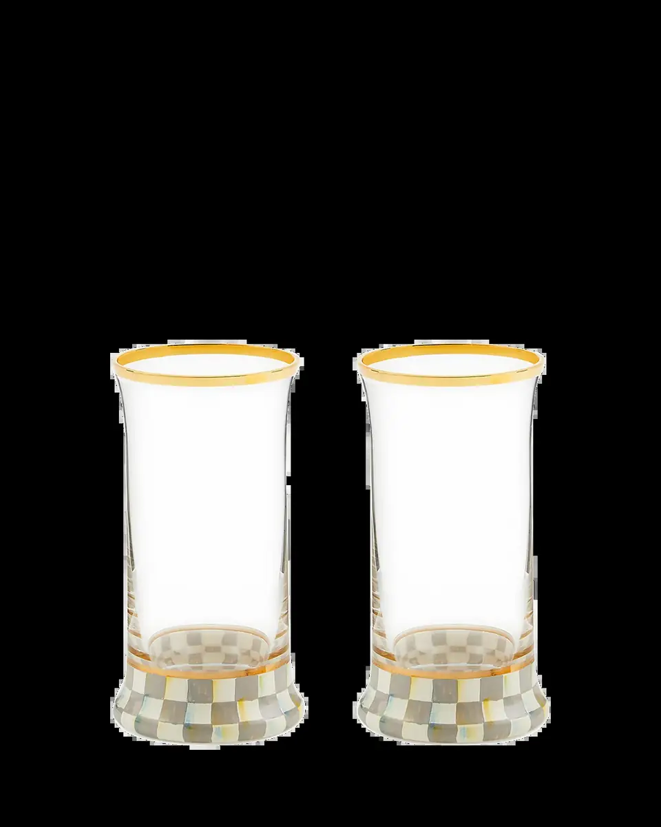 MacKenzie-Childs Sterling Check Highball Glass, Set of 2 | Thumbnail 2 MacKenzie-Childs Sterling Check Highball Glass, Set of 2 | Thumbnail 2