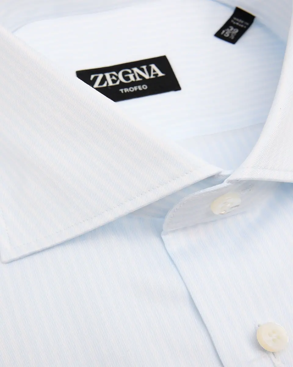 ZEGNA Men's Tonal Stripe Trofeo Cotton Dress Shirt | Thumbnail 3 ZEGNA Men's Tonal Stripe Trofeo Cotton Dress Shirt | Thumbnail 3